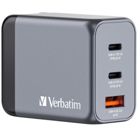 Cargador de Pared Universal Verbatim GNC-65/ 2xUSB Tipo-C/ 1xUSB/ 65W