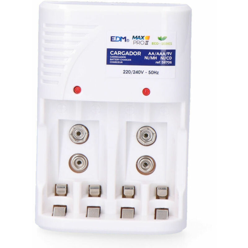 

Cargador de pilas para: 4 pilas aa - aaa - 9v 220/240v 50hz - EDM