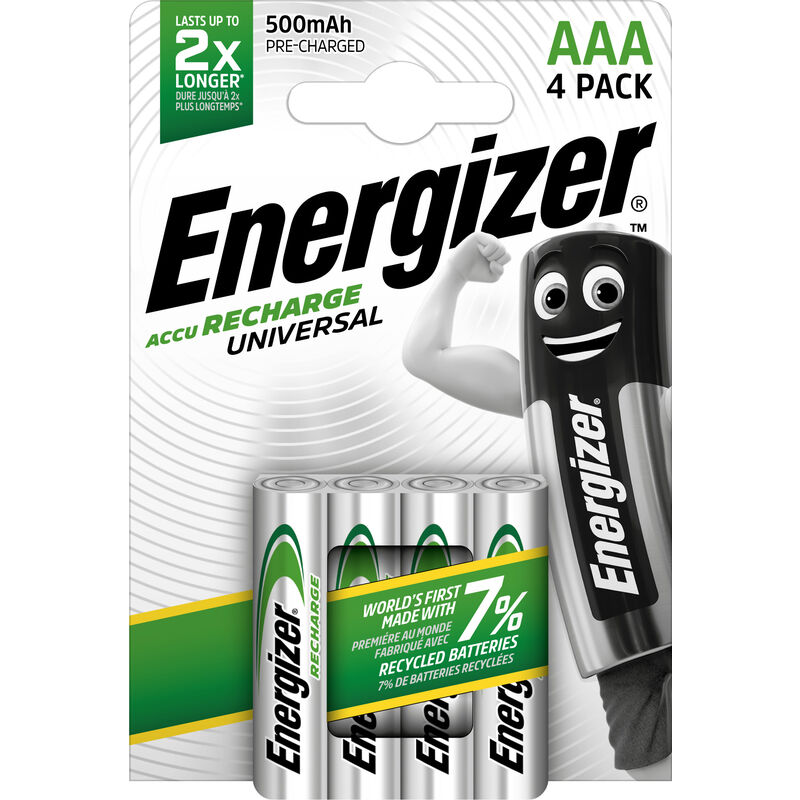 

Pilas recargables Universal 500 mAh HR03 Pack 4 unidades - Energizer