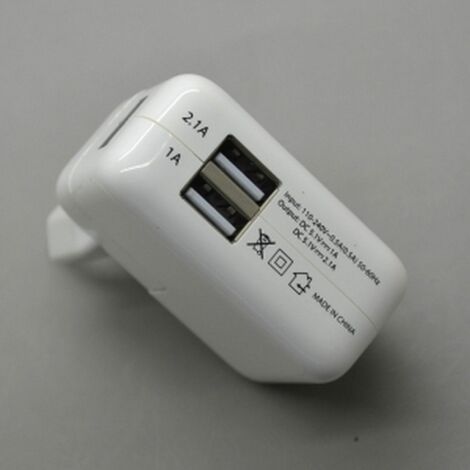 Cargador de red dual USB con salidas 2,1A y 1A , valido tablets , moviles, smartphone , y USB