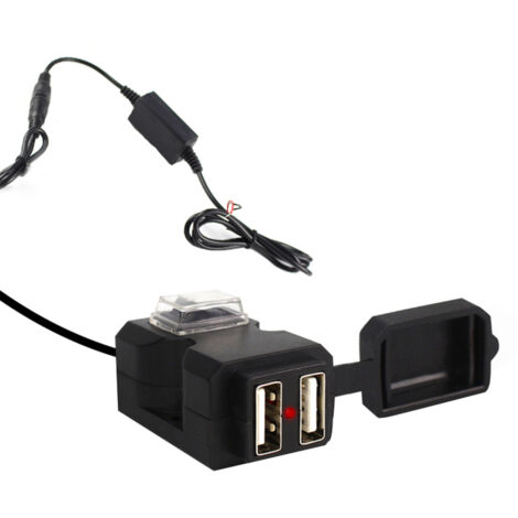 Cargador de teléfono para motocicleta 2.1A + 1A, doble puerto USB, carga rápida, resistente al agua, con interruptor de encendido/apagado, para teléfono, tableta, reproductor de MP3 y GPS.