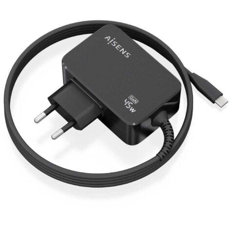 Cargador Gan de Pared Aisens ASCH-1PD45WL032-BK/ 1xUSB Tipo-C + Cable 1.8m/ 45W