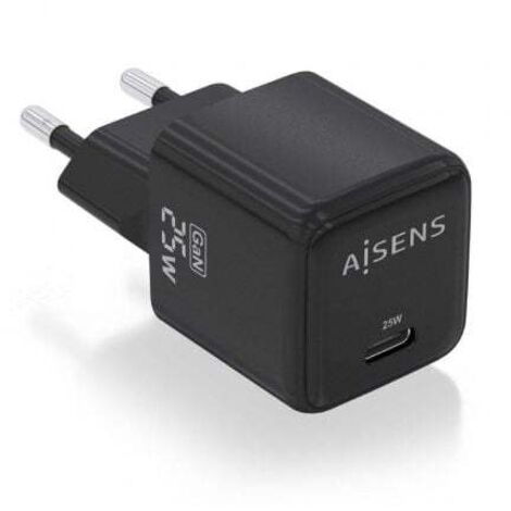 Cargador Gan de Pared Aisens ASCH-25W1P013-BK/ 1xUSB Tipo-C/ 25W
