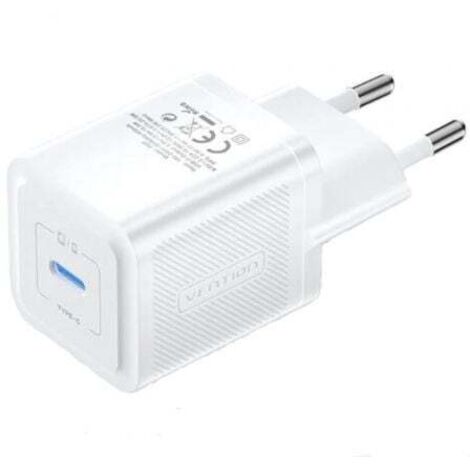 Cargador Gan de Pared Vention FEPW0-EU/ 1xUSB Tipo-C/ 20W
