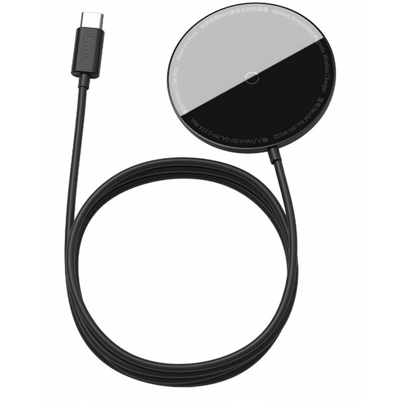 

Cargador inalambrico magnetico 15W Max Base de carga inalambrica rapida Compatible con iPhone 12/12 Mini / 12 Pro Max BS-W522,Negro - Baseus