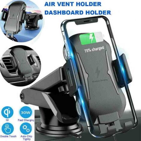 Cargador inalámbrico para coche 2 en 1, carga rápida de 30 W, compatible con carga automática.