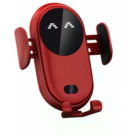 Cargador inalámbrico para coche inteligente, soporte para teléfono inteligente para coche rojo con detección automática