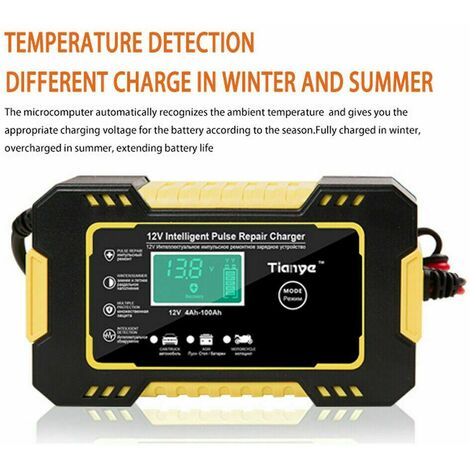 Cargador Inteligente de Batería con Pantalla LCD Digital para Moto y Coche Reparación de Pulso 12V, 6A