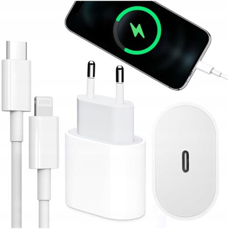 CARGADOR RÁPIDO 20W + CABLE DE 1M PARA IPHONE CUBE / TIPO USB-C LIGHTNING usb c