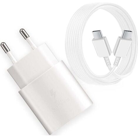Cargador rápido Samsung de 25 W + cable USB-C de 2 m - Compatible con Galaxy S22+/S22 Ultra/S21 FE/A53/A52/A72/A13 - Carga ultrarrápida - Hogar/viajes - Usuarios de Samsung