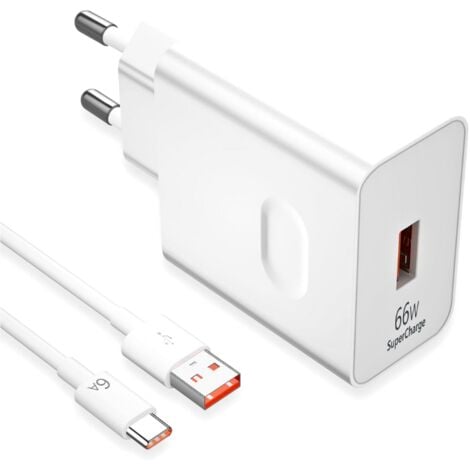 KZQ Cargador rápido Supercharge de 66 W para Honor: compatible con Honor 200 Lite, 90 Lite, Magic6 Lite , X6b, X8b, Pad X8a y X9 etc incluye cable USB-C de 6 A (1 m)