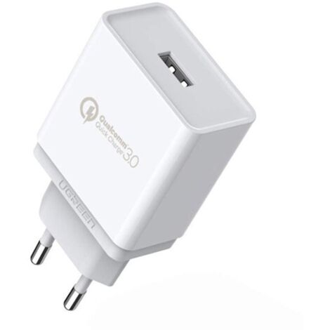 Cargador rápido USB blanco Quick Charge 3.0 18W 3A
