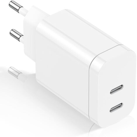 Cargador rápido USB-C, cargador de pared de 2 puertos, cargador rápido dual compatible con iPhone 15/14/14 Plus/14 Pro Max/13/12 Pro Max/Mini/11/XS/XR/X, iPad, Samsung, LG