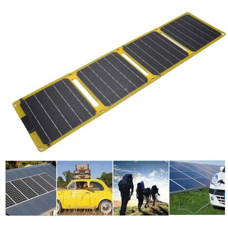 Cargador solar plegable, panel monocristalino ETFE de 40 W, 4 capas, ultradelgado, dos puertos USB-C, para camping, viajes, portátil.