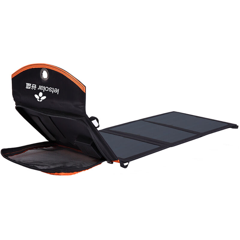 

Cargador solar portatil Carga solar plegable Camping Sun Power para exteriores Negro Compatible con telefonos iOS Android Camara,Salida USB dual negra