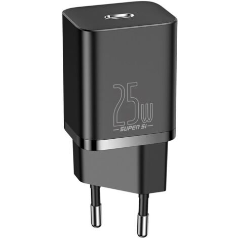 Cargador USB-C de carga rápida y entrega de energía de 25 W (superrápido) - Negro
