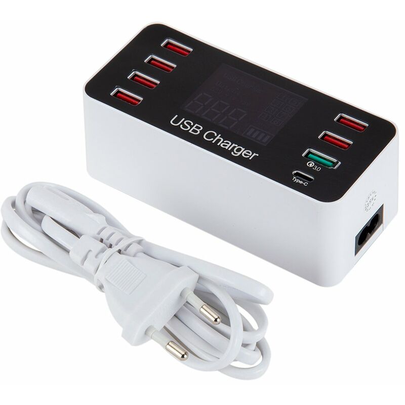 

Cargador USB inteligente multifuncion A9 Plus Pantalla LCD 8 puertos AC100-240V