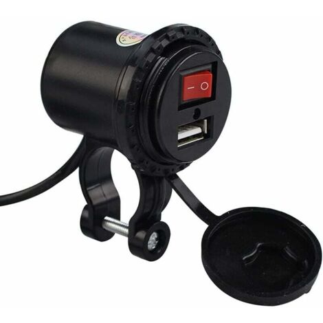 Cargador USB para motocicleta, 5 V/2,1 A, resistente al agua, con interruptor de encendido y apagado, para manillar, para teléfonos, tabletas y PC.