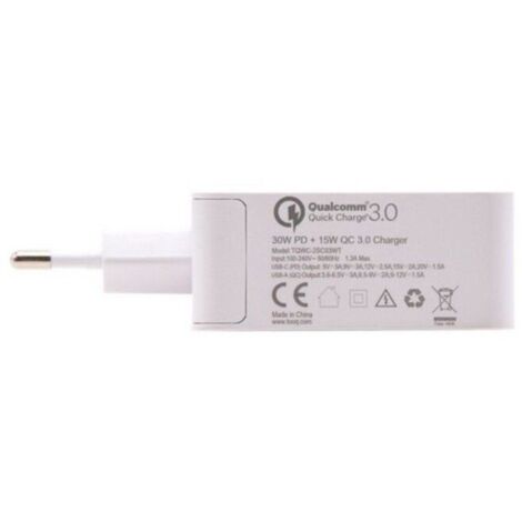 Cargador USB Pared TooQ TQWC-2SC03WT Blanco 48 W
