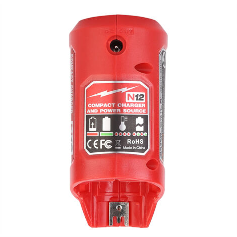 Cargador y fuente de alimentación USB portátil compatible con Milwaukee-1201 M12, 10x6,3x5 cm