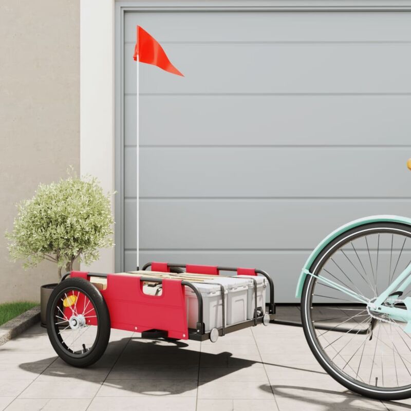 Cargo Bike Trailer Red Oxford Fabric and Iron vidaXL - Red