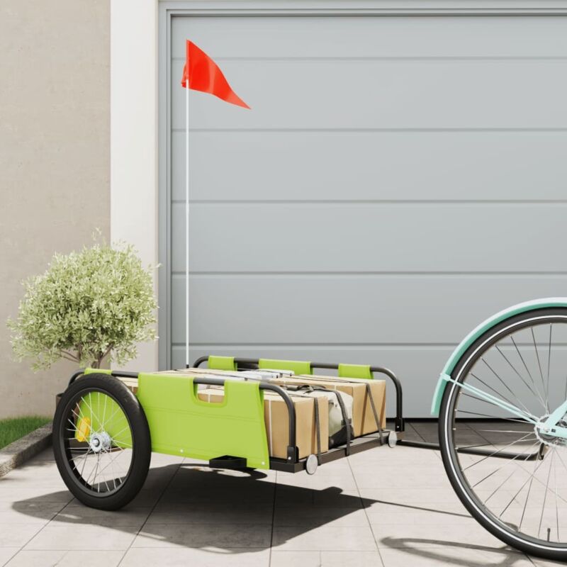 Vidaxl - Bike Trailer Green Oxford Fabric and Iron Green