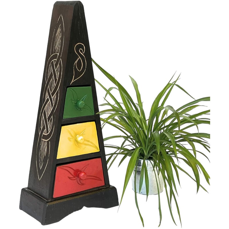 Dandibo - Cargo Loft Pyramid Celtic 60 cm Cassettiera colorata con 3 cassetti Armadio in legno