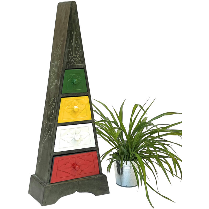 Dandibo - Cargo Loft Pyramid Celtic 80 cm Cassettiera colorata con 4 cassetti Armadio in legno