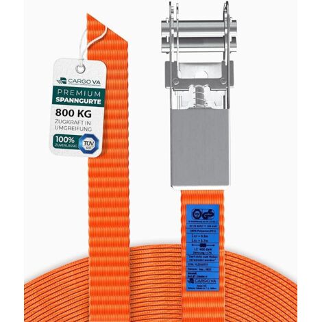 CargoVA Robuste 800kg Spanngurte ohne Haken [4er Set] [4M] - TÜV/GS Zertifiziert & DIN - Vielseitig Einsetzbar - 25mm Breite - Ideal für Professionelle Anwendungen