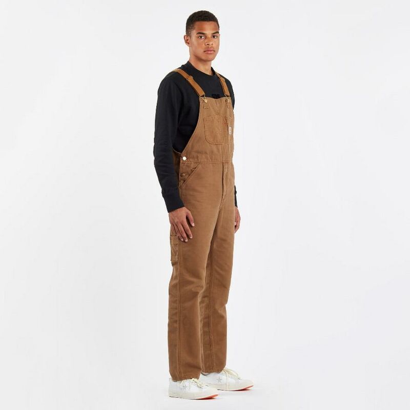 Carhartt - Salopette homme coton duck brut 102776 - Marron foncé - 44 - Jambes standards