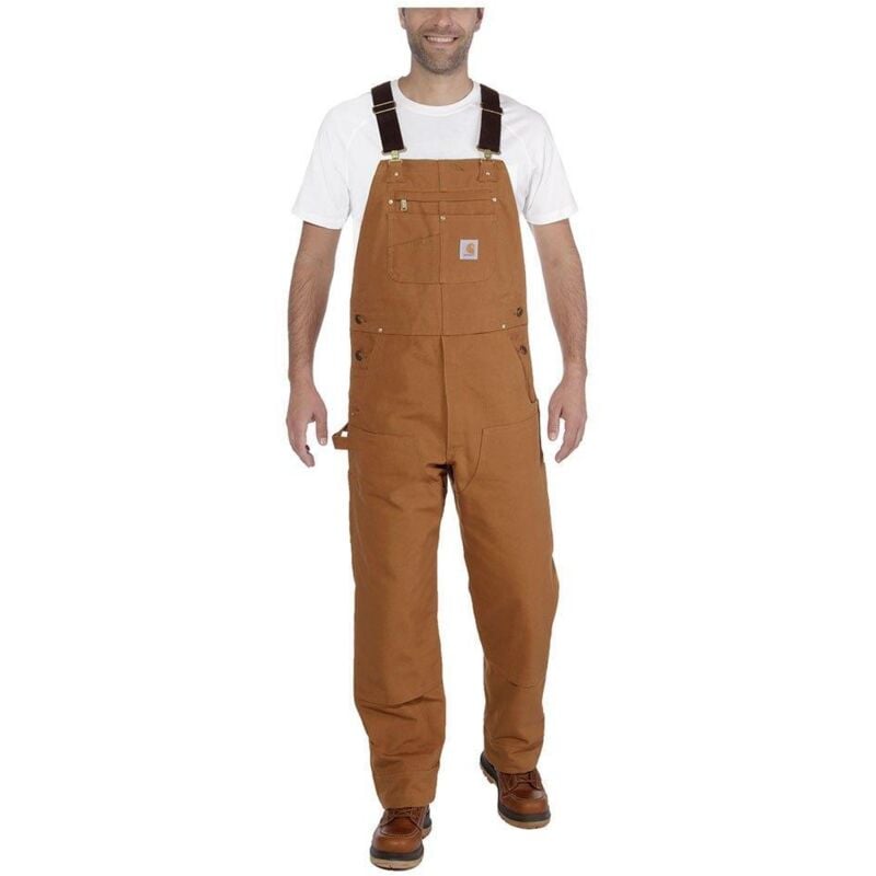 Salopette homme coton duck brut Carhartt 102776 - Marron foncé - 50 - Jambes longues - Marron foncé