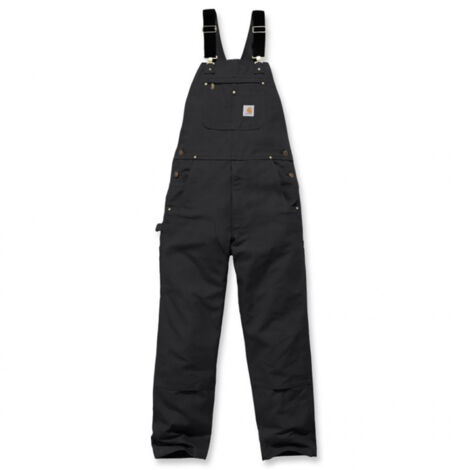 Carhartt – Salopette bib overall noire T.40 – Bretelles réglables – Poches multiples – Coutures triples – 100% coton brut 407g/m²