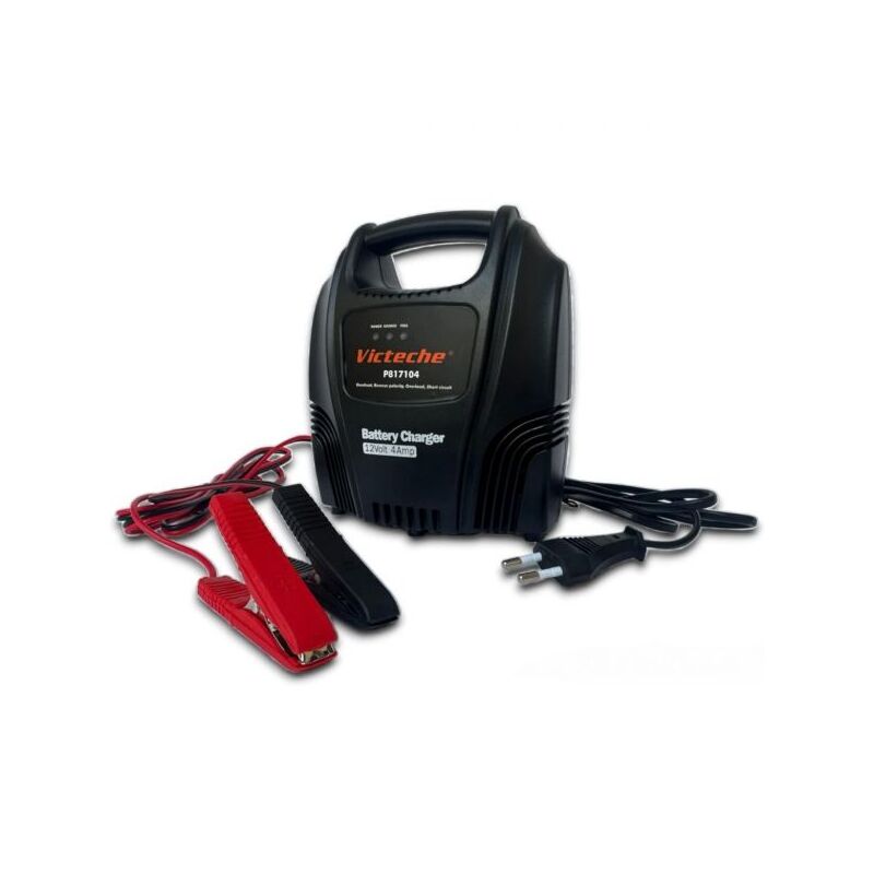 Caricabatteria Auto Moto 12V 4 Amp. con Pinze per