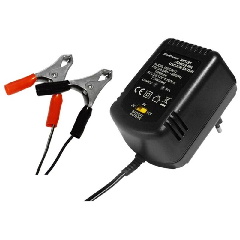 Caricabatterie Automatico Universale 2V, 6V, 12V (600mA) - Ideale su Moto d'Epoca, Giocattoli e Modellismo - Pinze a Coccodrillo