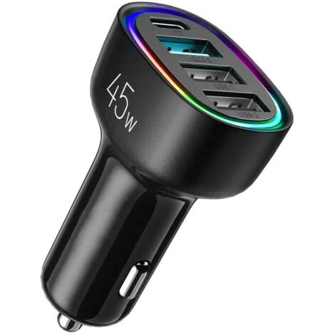 Caricabatteria da auto a 4 porte sign 45 w pd qc 30 - nero