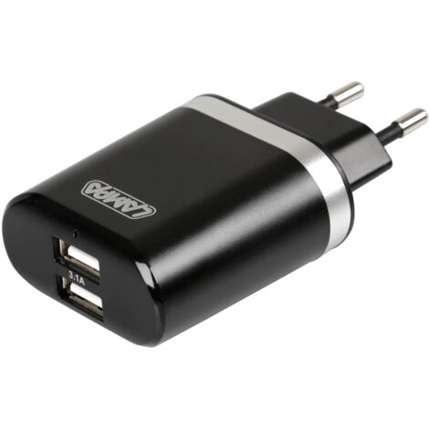 Caricabatteria da rete con 2 porte Usb - Fast Charge - 3100 mA - 100/230V
