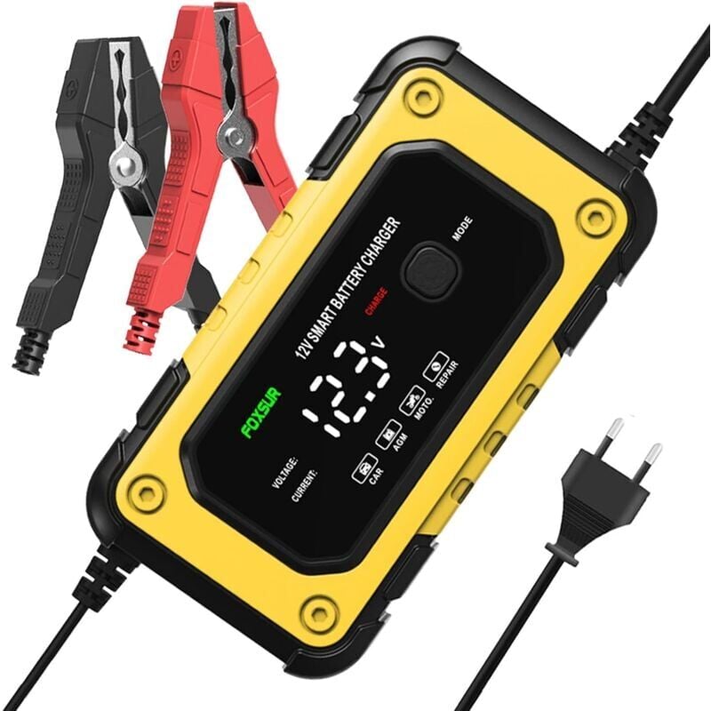 Image of Ymyny - Caricabatteria intelligente per auto e moto 12V 6A, mantenitore automatico della batteria per auto, moto e camion