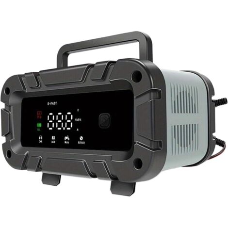 Caricabatteria per auto - Caricabatteria intelligente 12V/24V 6A - Funzione di riparazione automatica, portatile con schermo LCD, per auto, moto, camion