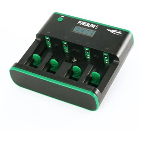 CARICABATTERIA POWERLINE 5 ZERO WATT ANSMANN per batterie Micro AAA, Mignon AA, Baby C, Mono D e 9V