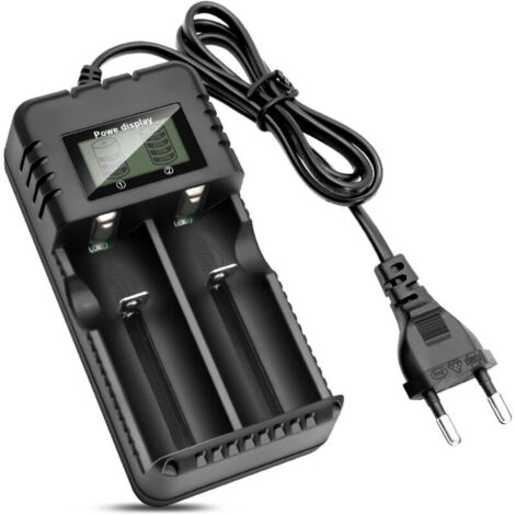 Caricabatterie a 2 slot per batterie agli ioni di litio con funzione di ricarica rapida intelligente, compatibile con diverse batterie agli ioni di litio da 3,7 V 26650/18650/14500/16340 (dimensioni r