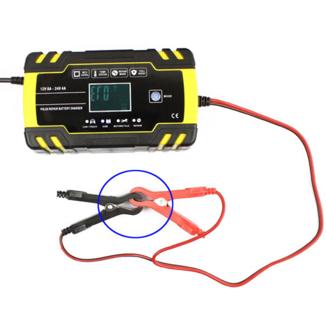 Caricabatterie a impulsi da 12 V/24 V con schermo LCD, per batterie di moto e auto, piombo-acido AGM WET