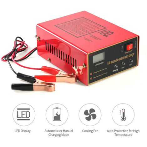 Caricabatterie automatico intelligente a LED da 12V/24V, con funzione di riparazione e mantenimento a impulsi per batterie al piombo e al litio, 140W AC220V