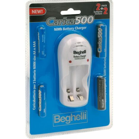 CARICABATTERIE BATTERIE RICARICABILI CARICA500 PACK BEGHELLI