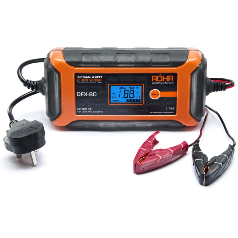 Caricabatteria per Auto rohr DFX-80 Batterie 8 Amp...