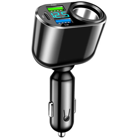 Caricabatterie da auto da 66 W con adattatore per accendisigari e doppie porte USB Type-C
