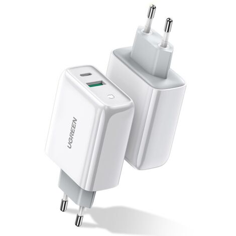 Caricabatterie da muro rapido USB-C + USB 36W Quick Charge 4.0 Power Delivery Bianco