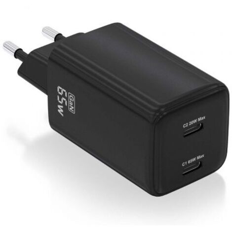 Caricabatterie da Parete Aisens ASCH-65W2P040-BK Nero 65 W (1 Unità)