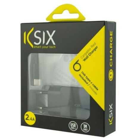 Caricabatterie da Parete + Cavo USB A con USB C KSIX USB Nero