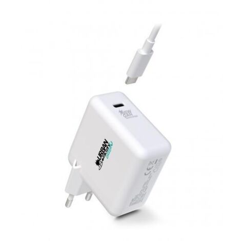 Caricabatterie da Parete + Cavo USB C Urban Factory GSC65UF Bianco
