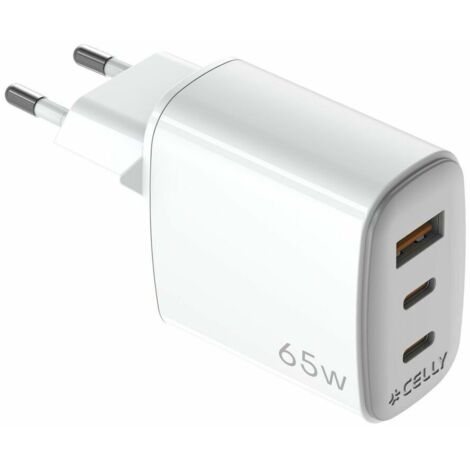 Caricabatterie da Parete Celly UPTC1USB2USBC65 Bianco